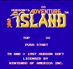 Adventure Island title screen for NES